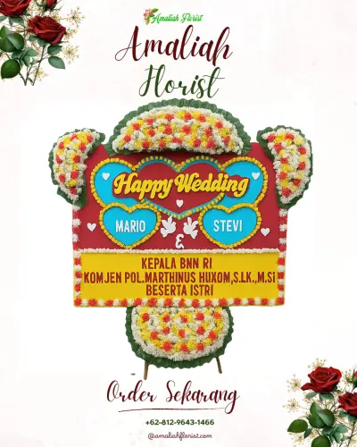 Karangan Papan Bunga Pernikahan di Tawang